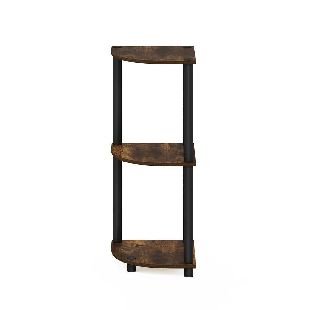 Turn-N-Tube 29.6 in. Amber Pine/Black Wood 3-Shelf Corner Bookcase by Furinno 3 Turn-N-Tube 29.6 in. Amber Pine/Black Wood 3-Shelf Corner Bookcase by Furinno - Image 3
