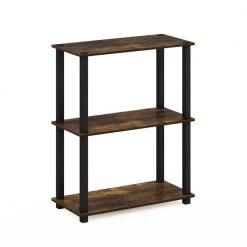 29.5 in. Amber Pine/Black 3-shelf Etagere Bookcase with Open Back by Furinno