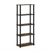 Turn-S-Tube 57.4 in. Amber Pine/Black 5-shelf Etagere Bookcase with Open Back by Furinno