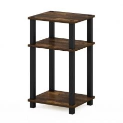 Turn-N-Tube 13.4 in. 3-Shelf Amber Pine/Black End Table by Furinno