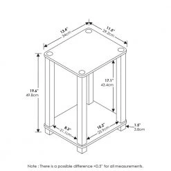 Simplistic 13.4 in. Amber Pine / Black Small End Table by Furinno -Furinno Sales amber pine black furinno end side tables 21260apbk 1f 1000