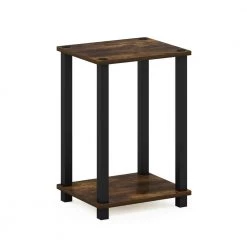 Simplistic 13.4 in. Amber Pine / Black Small End Table by Furinno