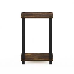Simplistic 13.4 in. Amber Pine / Black Small End Table by Furinno -Furinno Sales amber pine black furinno end side tables 21260apbk c3 1000