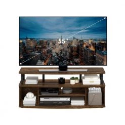 JAYA 47.24 in.Amber Pine/Black Large Entertainment Center Fits TV's up to 55 in. With Cable Management by Furinno -Furinno Sales amber pine black furinno tv stands 21261apbk 1f 1000