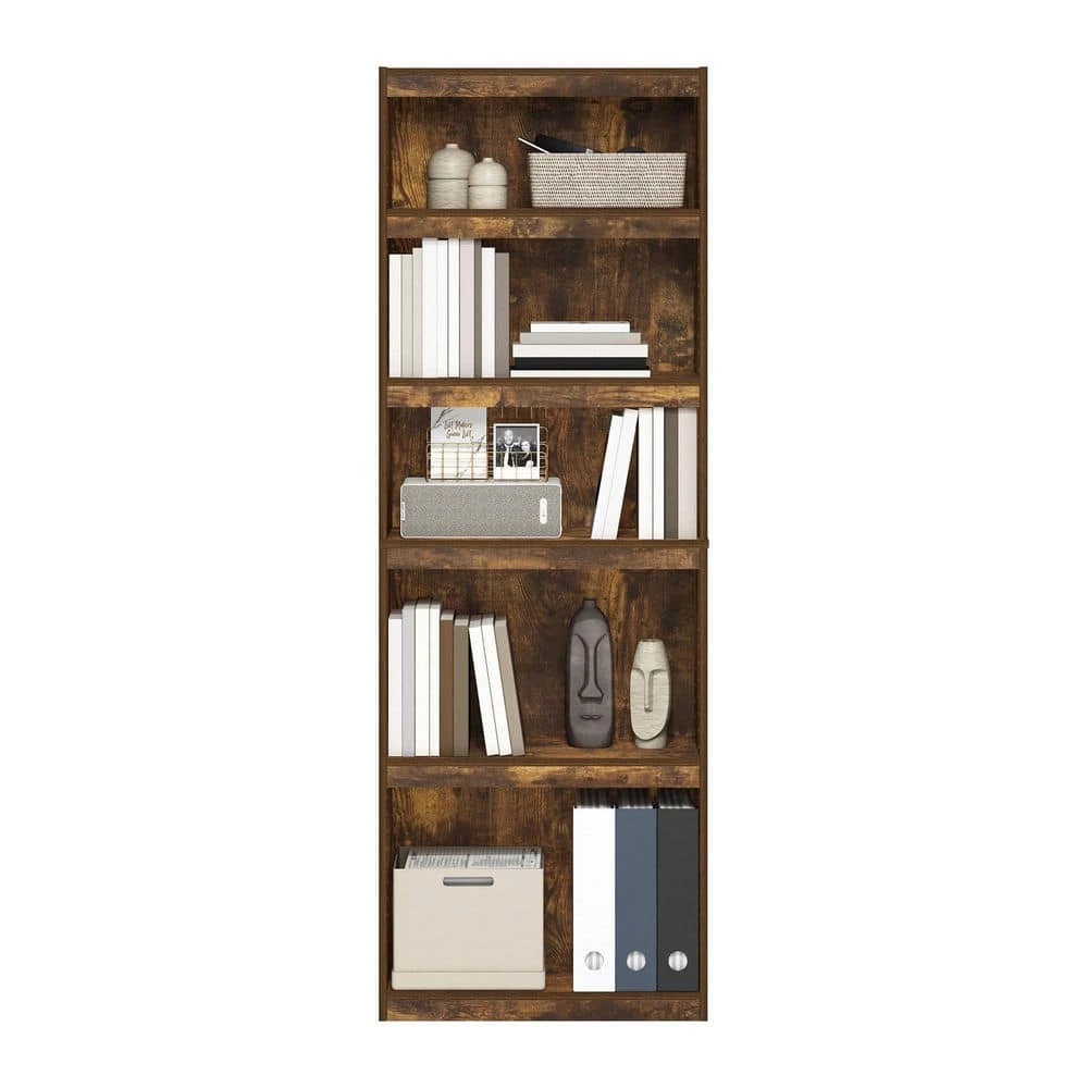 24.5 in. Wide Jaya Amber Pine Enhanced Home 5-Shelf Standard Bookcase by Furinno 5 24.5 in. Wide Jaya Amber Pine Enhanced Home 5-Shelf Standard Bookcase by Furinno - Image 5