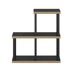 Turn-N-Tube 28 in. Wide Americano/Black No Tools 3-Shelf 3 Cube Etagere Bookcase by Furinno -Furinno Sales americano black furinno bookcases bookshelves 22076amlbobk 4f 1000