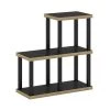 Turn-N-Tube 28 in. Wide Americano/Black No Tools 3-Shelf 3 Cube Etagere Bookcase by Furinno