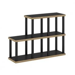 Turn-N-Tube 40.6 in. Wide Americano/Black No Tools 3-Shelf 5 Cube Etagere Bookcase by Furinno