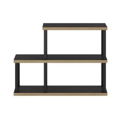 Turn-N-Tube 40.6 in. Wide Americano/Black No Tools 3 Shelf Ladder Bookcase by Furinno -Furinno Sales americano black furinno bookcases bookshelves 22080amlbobk 4f 1000