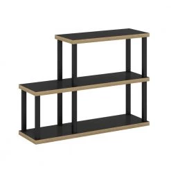 Turn-N-Tube 40.6 in. Wide Americano/Black No Tools 3 Shelf Ladder Bookcase by Furinno