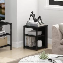 Camnus 15.2 in. Americano/Black Rectangle Wood End Table with Metal Frame by Furinno 13 Camnus 15.2 in. Americano/Black Rectangle Wood End Table with Metal Frame by Furinno -Furinno Sales americano black furinno end side tables 20293ambk 31 1000