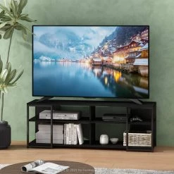 Camnus 56.3 in. Americano/Black TV Stand Fits TV's up to 65 in. with Shelves by Furinno -Furinno Sales americano black furinno tv stands 20255ambk 31 1000