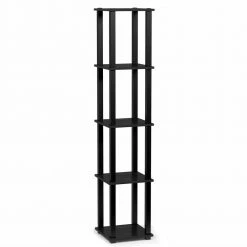 57.7 in. Americano/Black Plastic 5-shelf Corner Etagere Bookcase with Open Storage by Furinno 9 57.7 in. Americano/Black Plastic 5-shelf Corner Etagere Bookcase with Open Storage by Furinno -Furinno Sales americano furinno bookcases bookshelves 18026am bk 31 1000