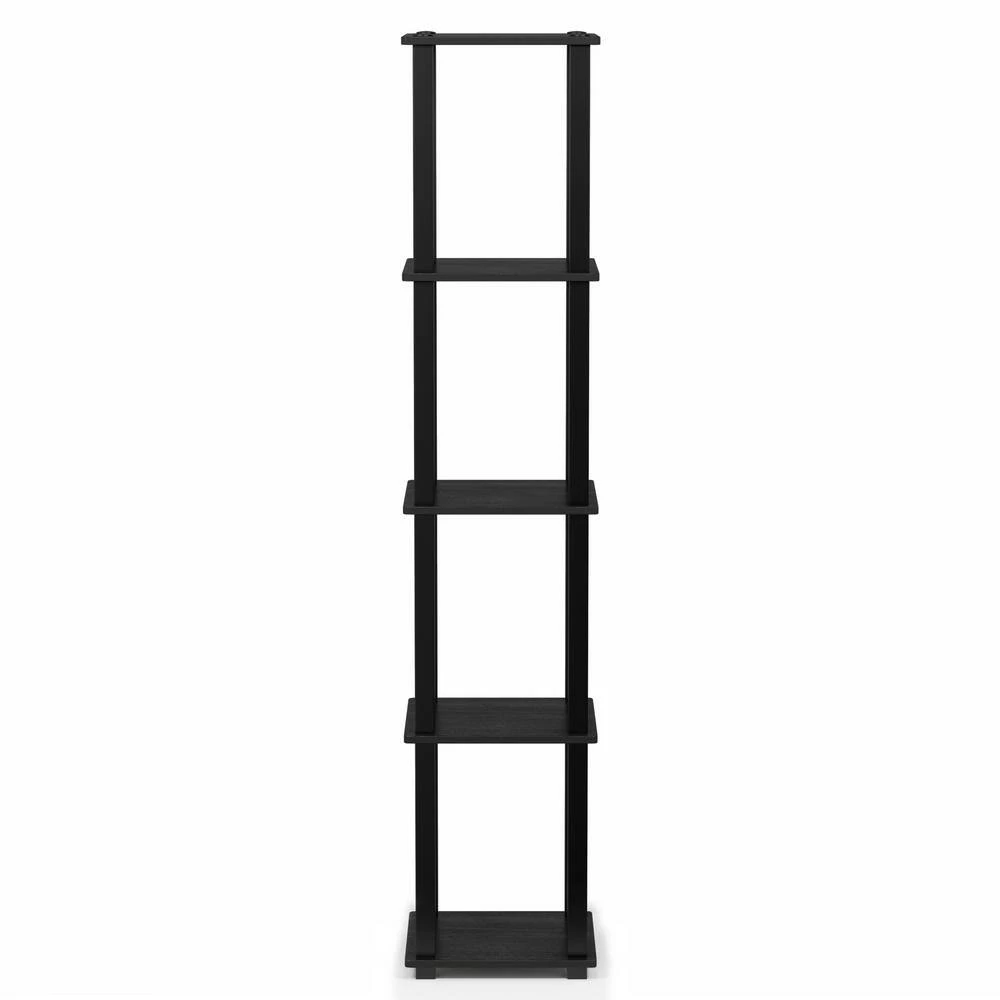 57.7 in. Americano/Black Plastic 5-shelf Corner Etagere Bookcase with Open Storage by Furinno 4 57.7 in. Americano/Black Plastic 5-shelf Corner Etagere Bookcase with Open Storage by Furinno - Image 4