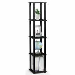 57.7 in. Americano/Black Plastic 5-shelf Corner Etagere Bookcase with Open Storage by Furinno 7 57.7 in. Americano/Black Plastic 5-shelf Corner Etagere Bookcase with Open Storage by Furinno -Furinno Sales americano furinno bookcases bookshelves 18026am bk c3 1000