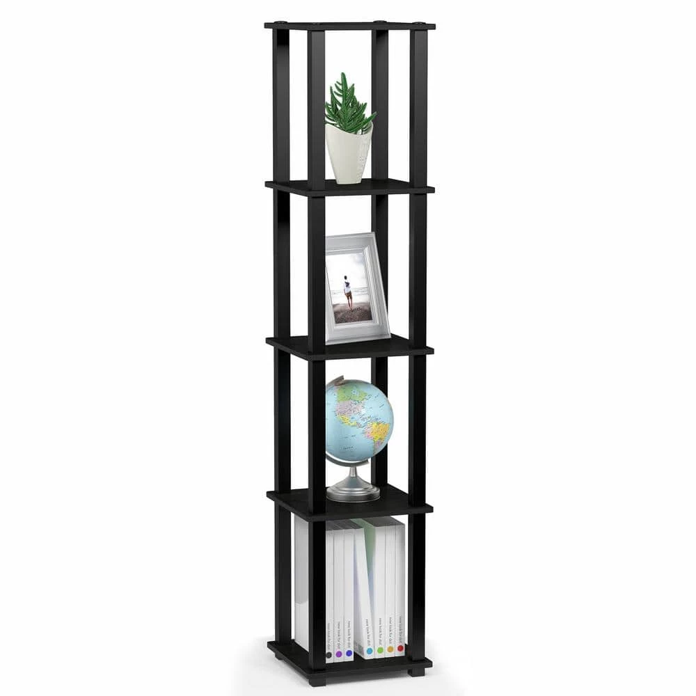 57.7 in. Americano/Black Plastic 5-shelf Corner Etagere Bookcase with Open Storage by Furinno 3 57.7 in. Americano/Black Plastic 5-shelf Corner Etagere Bookcase with Open Storage by Furinno - Image 3