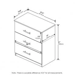 Tidur Simple Design Americano 3 Drawer Chest of Drawers with Handle, 27.72 in. W x 30.91 in. H x 15.75 in. D by Furinno -Furinno Sales americano furinno chest of drawers 19154ham 4f 1000