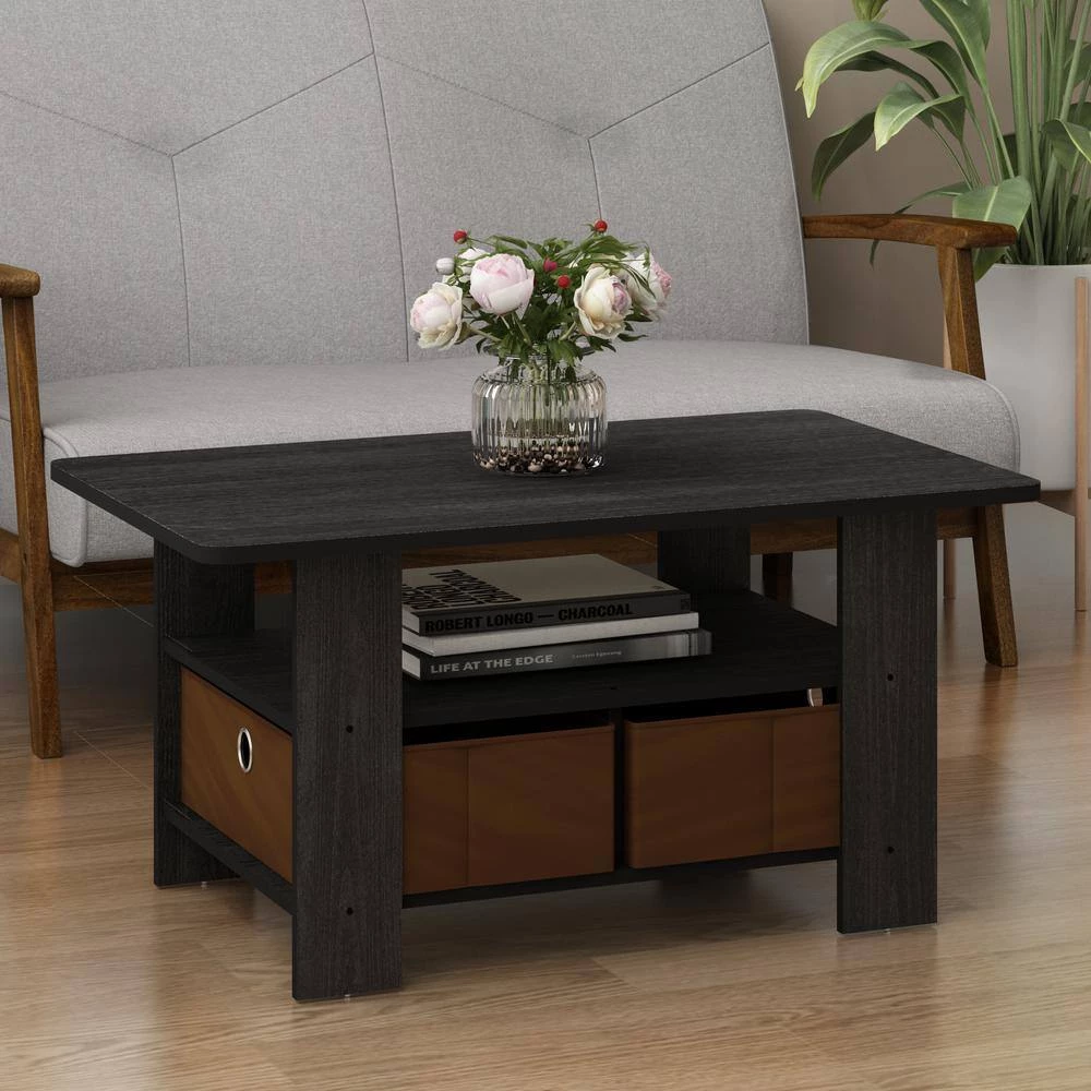 Andrey 32 in. Americano/Medium Brown Medium Rectangle Wood Coffee Table with Bin Drawer by Furinno 6 Andrey 32 in. Americano/Medium Brown Medium Rectangle Wood Coffee Table with Bin Drawer by Furinno - Image 6