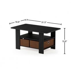 Andrey 32 in. Americano/Medium Brown Medium Rectangle Wood Coffee Table with Bin Drawer by Furinno 8 Andrey 32 in. Americano/Medium Brown Medium Rectangle Wood Coffee Table with Bin Drawer by Furinno -Furinno Sales americano furinno coffee tables 11158am mbr 40 1000