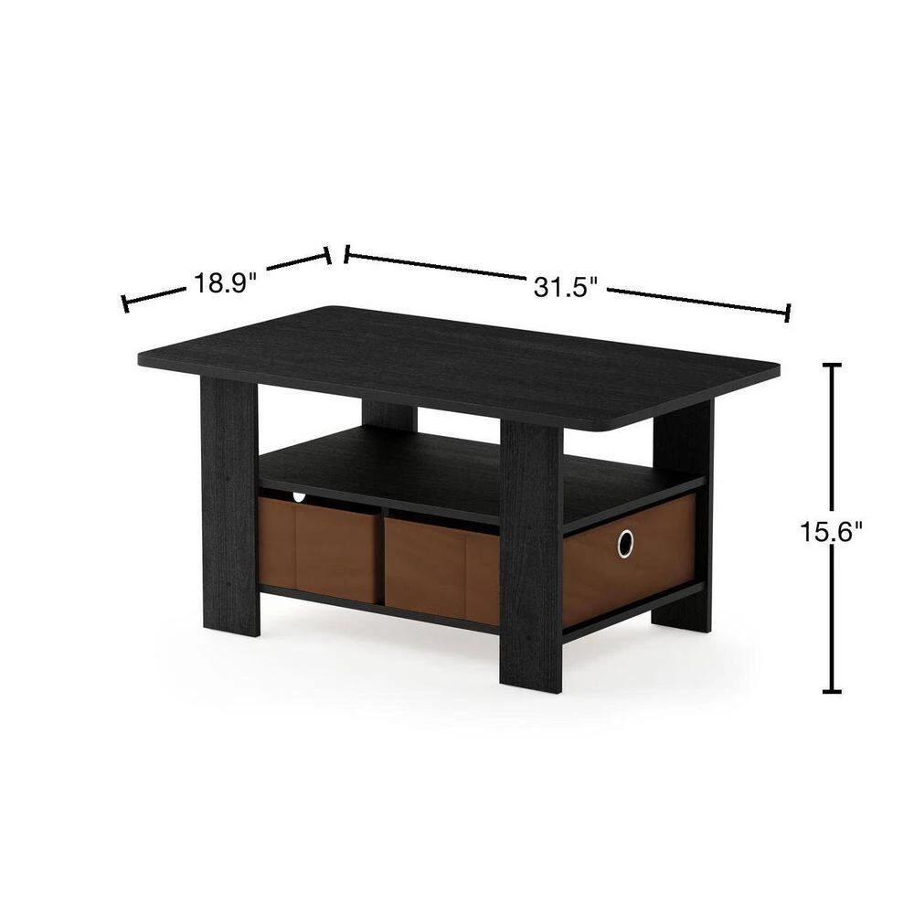 Andrey 32 in. Americano/Medium Brown Medium Rectangle Wood Coffee Table with Bin Drawer by Furinno 3 Andrey 32 in. Americano/Medium Brown Medium Rectangle Wood Coffee Table with Bin Drawer by Furinno - Image 3