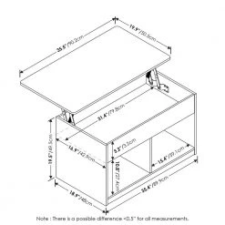 Jensen 35.43 in. Americano Rectangle Lift Top Coffee Table by Furinno -Furinno Sales americano furinno coffee tables 21281am c3 1000