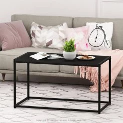 Camnus Modern Living 30 in. Black Medium Rectangle Wood Coffee Table by Furinno