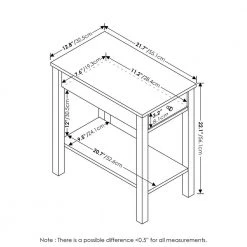 Montale 12.8 in. Americano Rectangle/Long Wood Side Table with Drawer by Furinno -Furinno Sales americano furinno end side tables 19030am 1f 1000