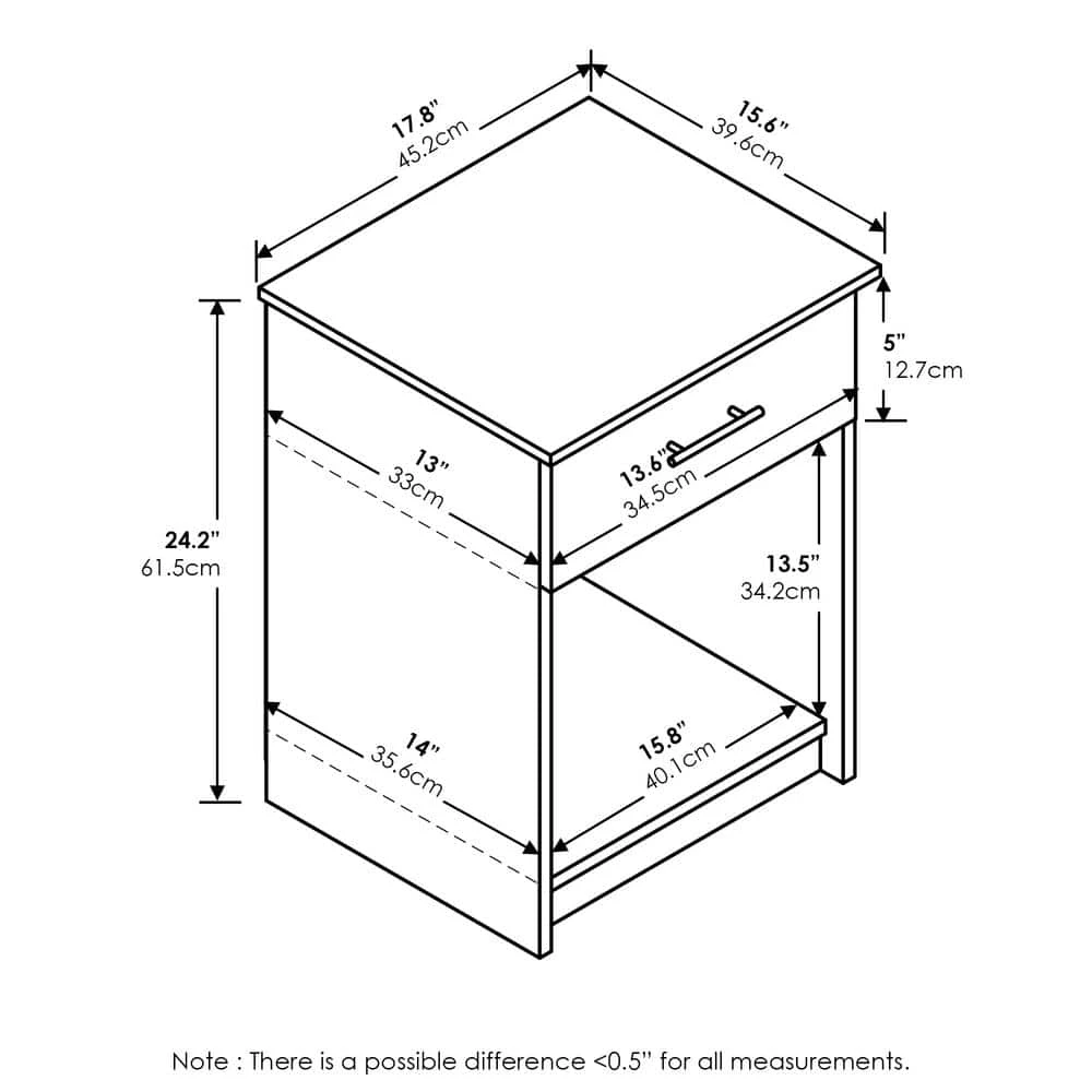 Tidur 1-Drawer Americano Nightstands with Handle 24.14 in. H x 17.72 in. W x 15.67 in. D (Set of 2) by Furinno 4 Tidur 1-Drawer Americano Nightstands with Handle 24.14 in. H x 17.72 in. W x 15.67 in. D (Set of 2) by Furinno - Image 4
