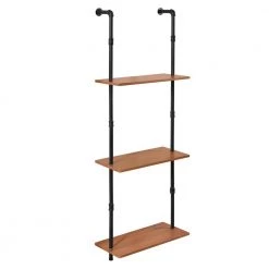 Wyatt Antique Espresso 3-Tier Retro Wall-Mounted Storage Shelf by Furinno -Furinno Sales antique espresso furinno bookcases bookshelves fin1901ch 4f 1000