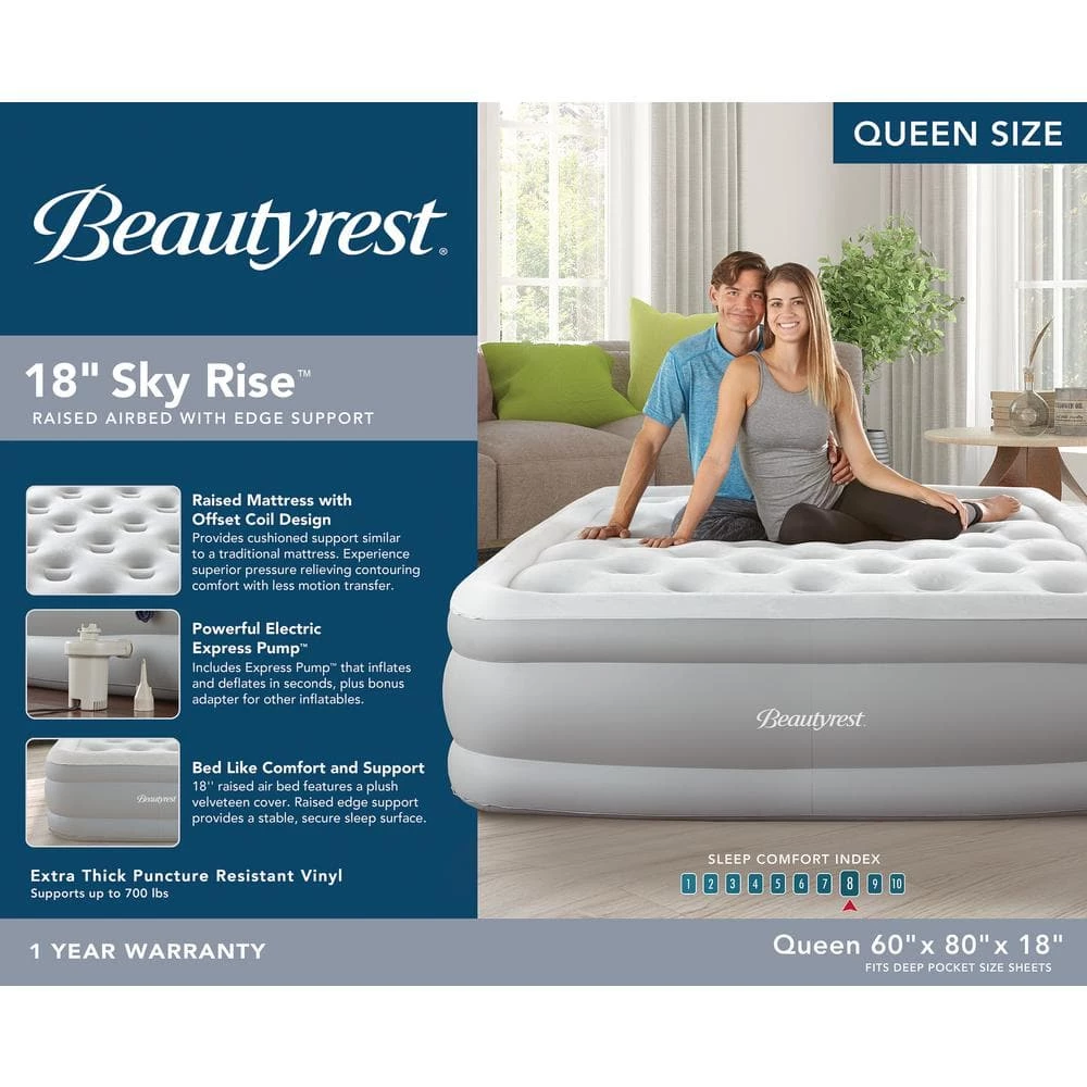 Sky Rise 18in. Queen Air Mattress with Pump Included by Beautyrest 3 Sky Rise 18in. Queen Air Mattress with Pump Included by Beautyrest - Image 3