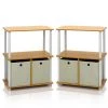 Go Green Beech 3-Shelf Open Bookcase with Bins (2-Pack) by Furinno