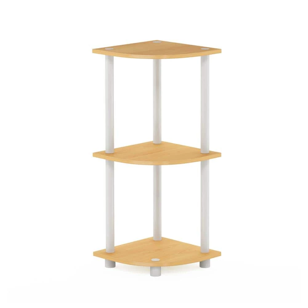 Turn-N-Tube 29.6 in. Beech/White Reversible 3-Shelf Corner Open Shelf by Furinno 1 Turn-N-Tube 29.6 in. Beech/White Reversible 3-Shelf Corner Open Shelf by Furinno