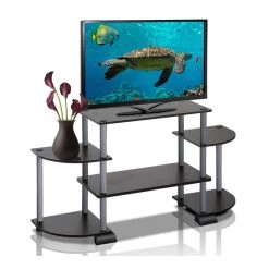 Turn-N-Tube 42 in. Black and Grey Particle Board Entertainment Center Fits TVs Up to 37 in. with Open Storage by Furinno -Furinno Sales black and grey furinno tv stands 12258bk gy 31 1000