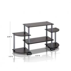 Turn-N-Tube 42 in. Black and Grey Particle Board Entertainment Center Fits TVs Up to 37 in. with Open Storage by Furinno -Furinno Sales black and grey furinno tv stands 12258bk gy 40 1000