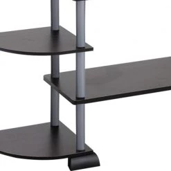 Turn-N-Tube 42 in. Black and Grey Particle Board Entertainment Center Fits TVs Up to 37 in. with Open Storage by Furinno -Furinno Sales black and grey furinno tv stands 12258bk gy 4f 1000