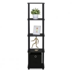 56.9 in. Black Plastic 5-shelf Etagere Bookcase with Open Back by Furinno -Furinno Sales black furinno bookcases bookshelves 15120bkbk 4f 1000