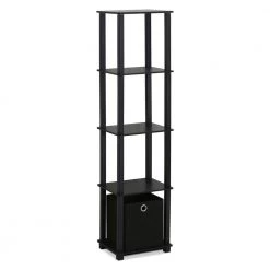 56.9 in. Black Plastic 5-shelf Etagere Bookcase with Open Back by Furinno