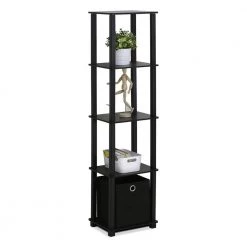 56.9 in. Black Plastic 5-shelf Etagere Bookcase with Open Back by Furinno -Furinno Sales black furinno bookcases bookshelves 15120bkbk c3 1000