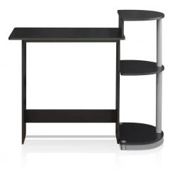 39 in. Rectangular Black Computer Desk with Shelves by Furinno
