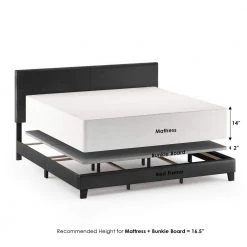 Pessac Black King Upholstered Bed Frame by Furinno -Furinno Sales black furinno panel beds fb19821kbk 44 1000