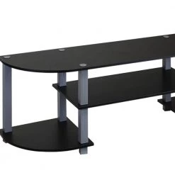 Turn-S-Tube 47 in. Black Particle Board TV Stand Fits TVs Up to 42 in. with Open Storage by Furinno 7 Turn-S-Tube 47 in. Black Particle Board TV Stand Fits TVs Up to 42 in. with Open Storage by Furinno -Furinno Sales black furinno tv stands 11058bk gy 1d 1000