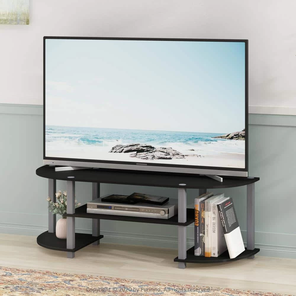 Turn-S-Tube 47 in. Black Particle Board TV Stand Fits TVs Up to 42 in. with Open Storage by Furinno 5 Turn-S-Tube 47 in. Black Particle Board TV Stand Fits TVs Up to 42 in. with Open Storage by Furinno - Image 5