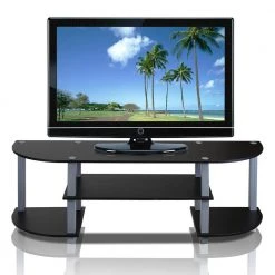 Turn-S-Tube 47 in. Black Particle Board TV Stand Fits TVs Up to 42 in. with Open Storage by Furinno 8 Turn-S-Tube 47 in. Black Particle Board TV Stand Fits TVs Up to 42 in. with Open Storage by Furinno -Furinno Sales black furinno tv stands 11058bk gy c3 1000