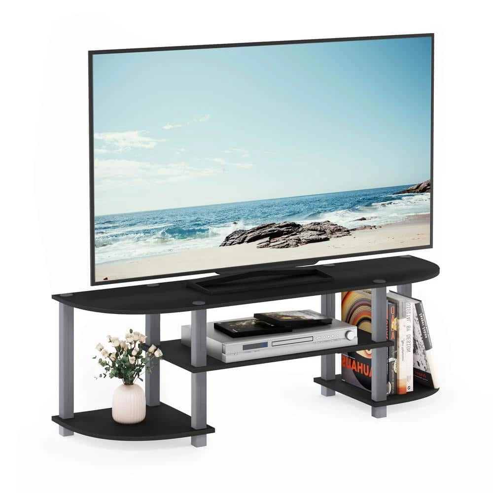 Turn-S-Tube 47 in. Black Particle Board TV Stand Fits TVs Up to 42 in. with Open Storage by Furinno 2 Turn-S-Tube 47 in. Black Particle Board TV Stand Fits TVs Up to 42 in. with Open Storage by Furinno - Image 2