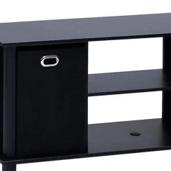 Econ 44 in. Black Wood TV Stand Fits TVs Up to 37 in. with Open Storage by Furinno -Furinno Sales black furinno tv stands 13054bk bk 66 1000