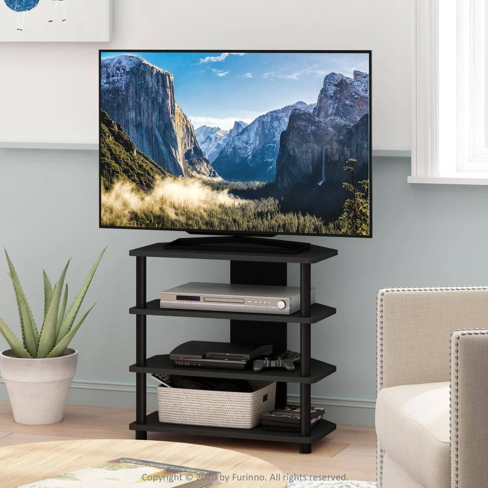 Turn-N-Tube 24 in. Black Particle Board TV Stand Fits TVs Up to 32 in. with Open Storage by Furinno 6 Turn-N-Tube 24 in. Black Particle Board TV Stand Fits TVs Up to 32 in. with Open Storage by Furinno - Image 6