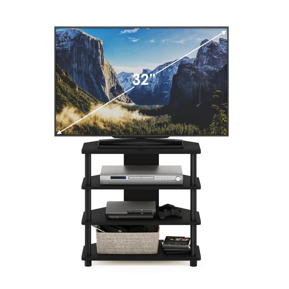 Turn-N-Tube 24 in. Black Particle Board TV Stand Fits TVs Up to 32 in. with Open Storage by Furinno 1 Turn-N-Tube 24 in. Black Particle Board TV Stand Fits TVs Up to 32 in. with Open Storage by Furinno