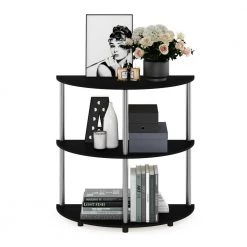 Frans 32 in. Black Oak Standard Half-Circle Console Table with Shelves by Furinno -Furinno Sales black oak furinno console tables 18100bok 31 1000