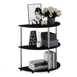 Frans 32 in. Black Oak Standard Half-Circle Console Table with Shelves by Furinno -Furinno Sales black oak furinno console tables 18100bok 40 1000