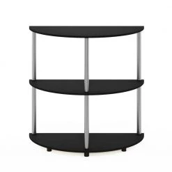 Frans 32 in. Black Oak Standard Half-Circle Console Table with Shelves by Furinno